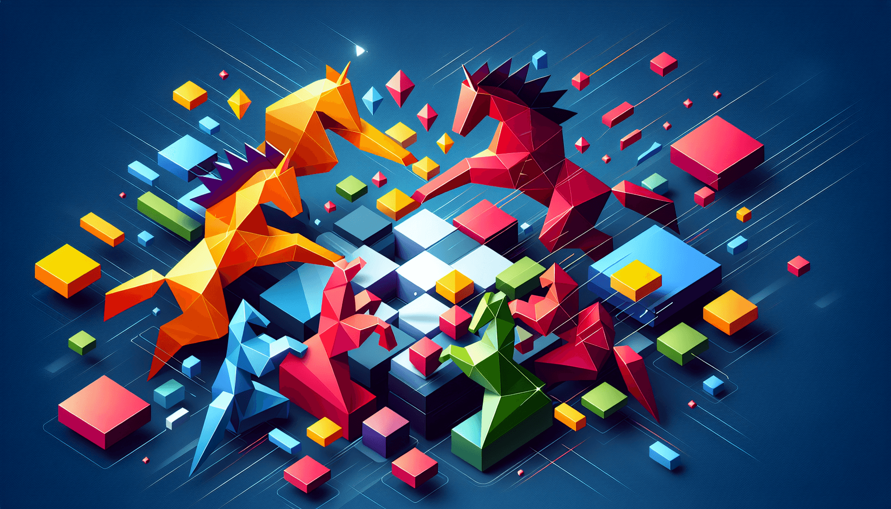 JS Framework Table Wars - Abstract geometric representation